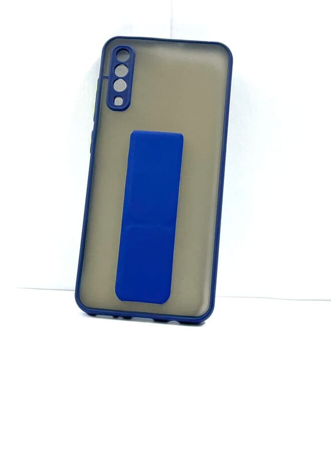 Case Cover With Magnetic Hand Grip For Samsung Galaxy A70 Clear/Blue - Image 1