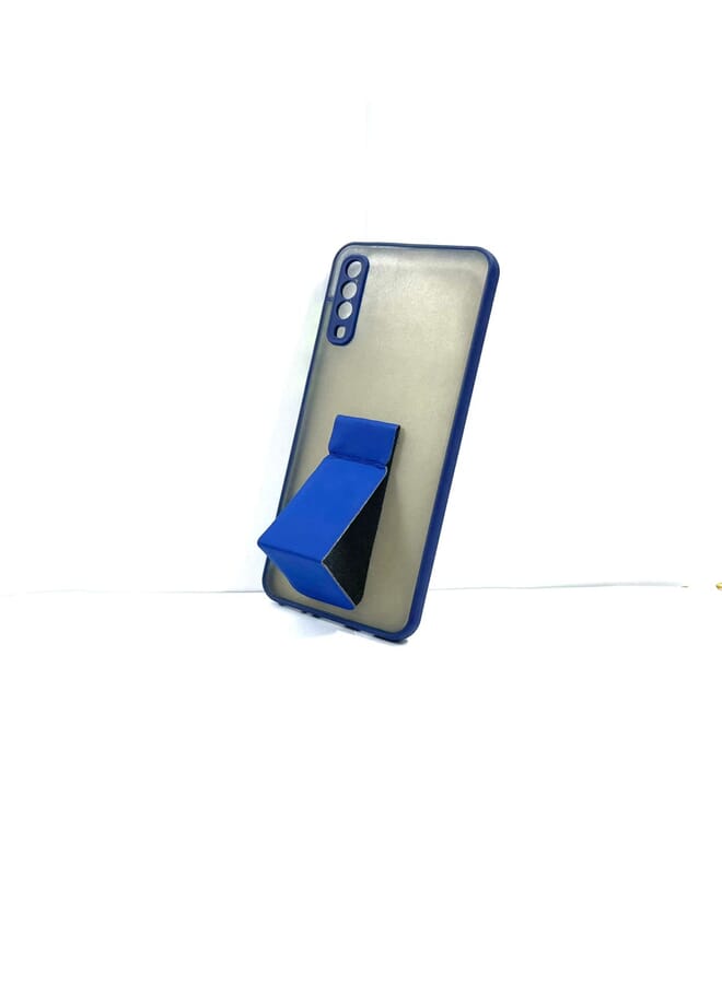 Case Cover With Magnetic Hand Grip For Samsung Galaxy A70 Clear/Blue - Image 2
