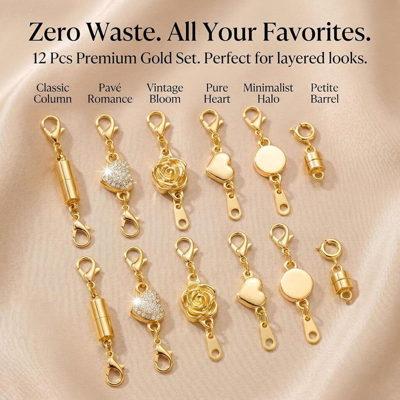 Naturahand 12 Pcs Magnetic Necklace Clasps and Closures Gold Locking Magnetic Jewelry Clasps for Necklaces and Bracelets Hypoallergenic Necklace Clasp Helper & Extenders for DIY Jewelry Making - Image 4