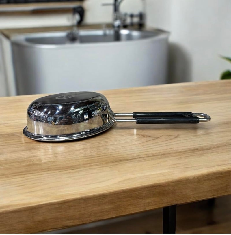GBW Stainless Steel Tadka Pan, 250ml, Induction Compatible Mini Frypan for Dal and Spices Steel ka Tadkapan chounk dan Vaghar - Image 3