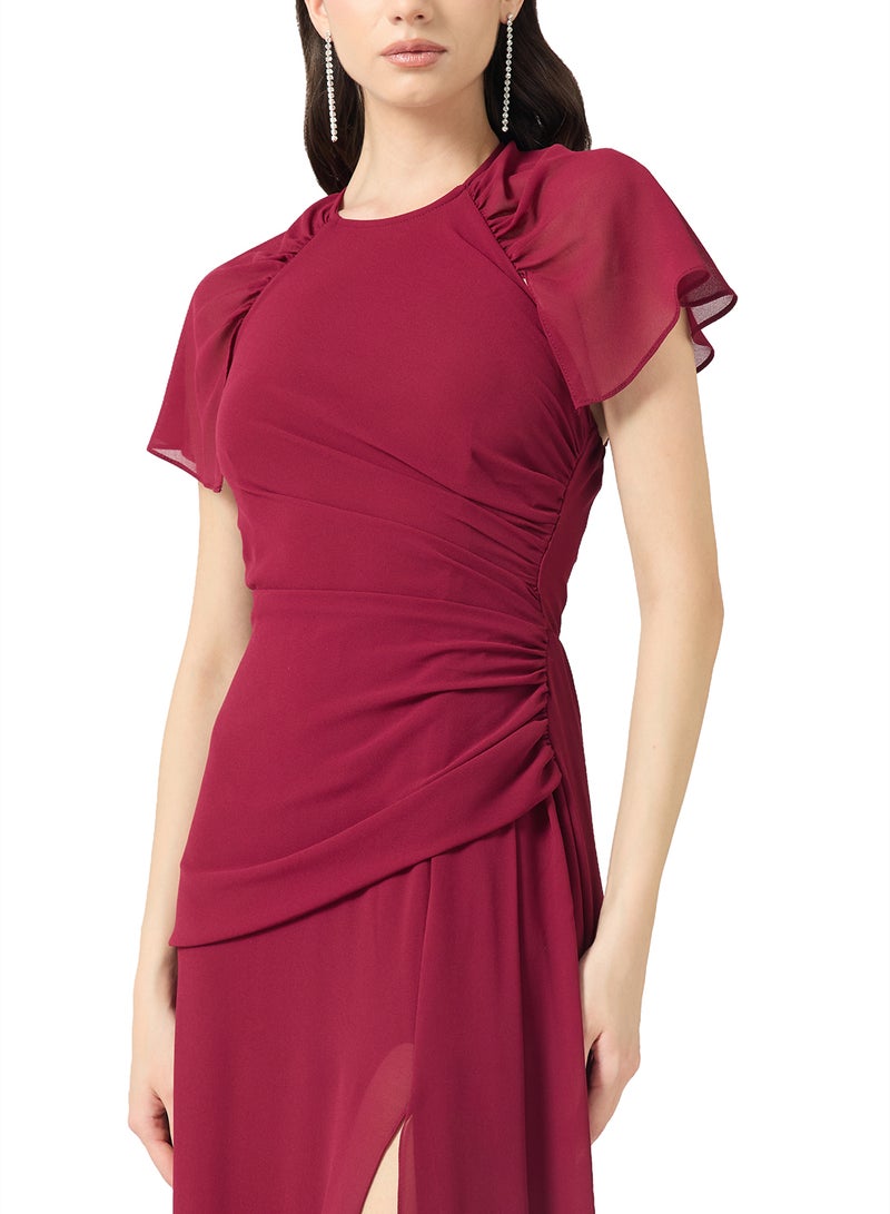 تي اف ان سي فساتين وصيفات العروس من الشيفون بأكمام وفتحة - Image 3