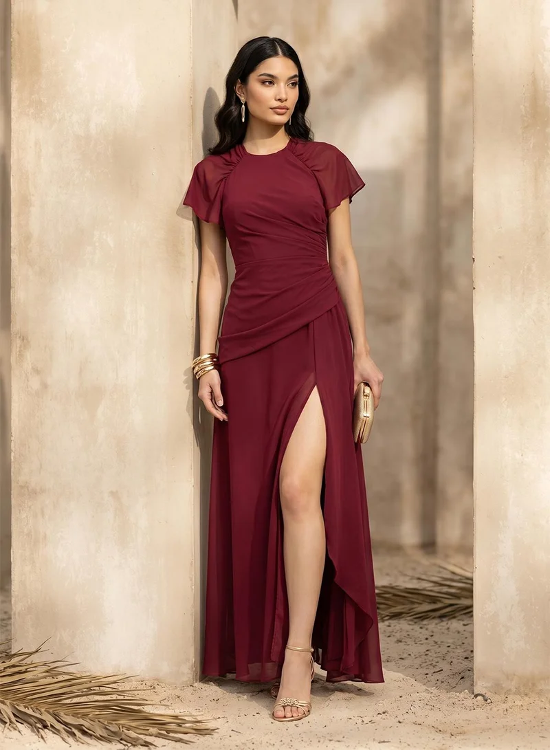 TFNC Chiffon Bridesmaid Dresses with Sleeves Slit