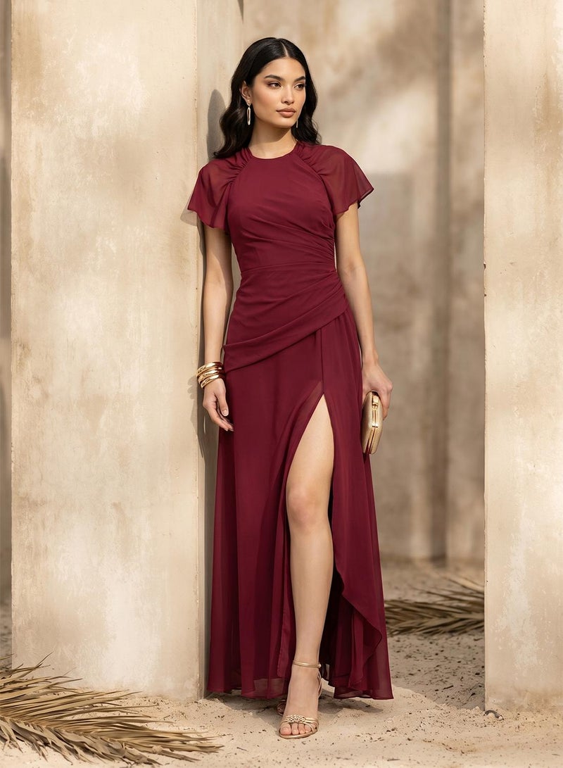 TFNC Chiffon Bridesmaid Dresses with Sleeves Slit - Image 1