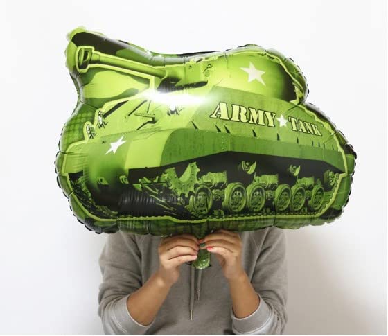Atpata Funky Army Soldier Theme Happy Birthday Decoration Kit - Camouflage Banner, Tank Foil Balloon, Starburst Balloon, and Latex Balloons - Perfect for Military-Themed Celebrations - Image 2