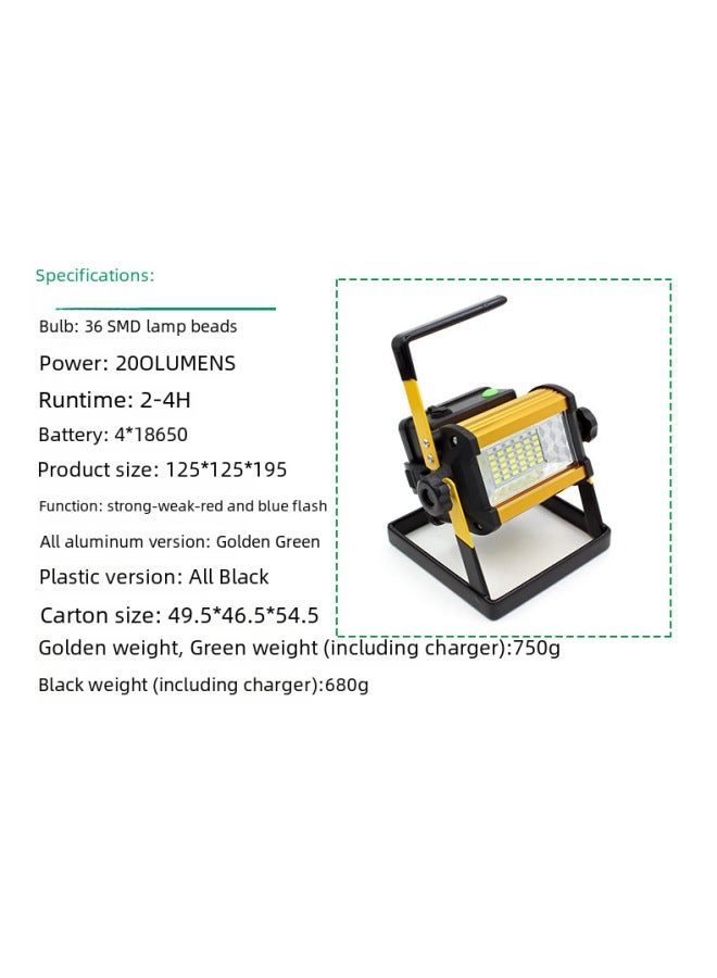 36LED High Brightness Spotlight Warning Flash Light 60W Mobile Construction Site Lawn Light Aluminum Alloy Durable Search Light-Color:W 810 100W  With Flash - Image 4