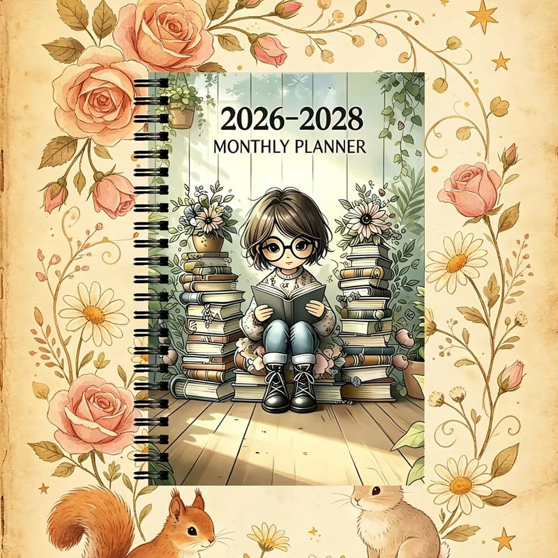 2026-2028 Three Year Calendar Planner Undated Version Women Reading Themed Cover Monthly Tab Diary Portable Annual Planning Handbook Office Gifting Daily Use Paper Style - Image 5