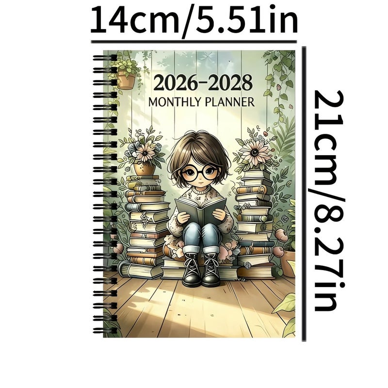 2026-2028 Three Year Calendar Planner Undated Version Women Reading Themed Cover Monthly Tab Diary Portable Annual Planning Handbook Office Gifting Daily Use Paper Style - Image 2