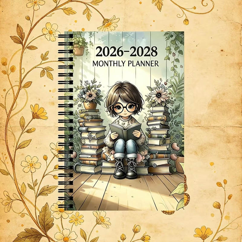 2026-2028 Three Year Calendar Planner Undated Version Women Reading Themed Cover Monthly Tab Diary Portable Annual Planning Handbook Office Gifting Daily Use Paper Style - Image 4