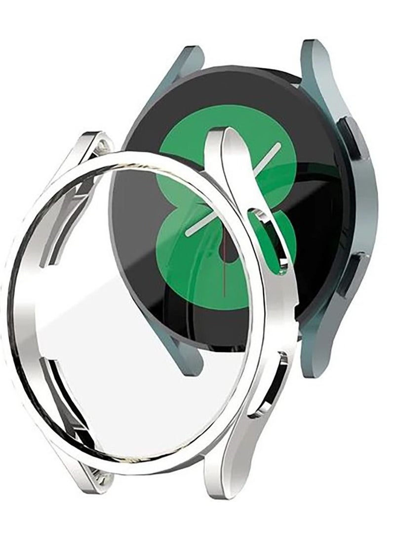 Samsung Galaxy Watch 4 (44mm) Soft TPU Full Protection Coverage Bumper Cover - Silver