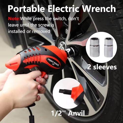 JANVITHA 12V DC Electric Wrench with 100W Output Power and 350 NM Torque for Car | Impact Driver Car Repair Tool with Box and LED Light Indicator (Orange) - Image 2