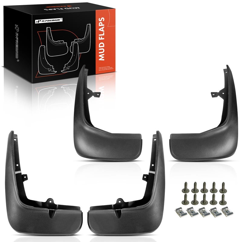 طقم متميز من 4 قطع واقيات الطين مع الأجهزة متوافق مع لاند روفر رينج روفر سبورت 2006-2013 لون أسود أمامي يسار يمين وخلفي يسار يمين