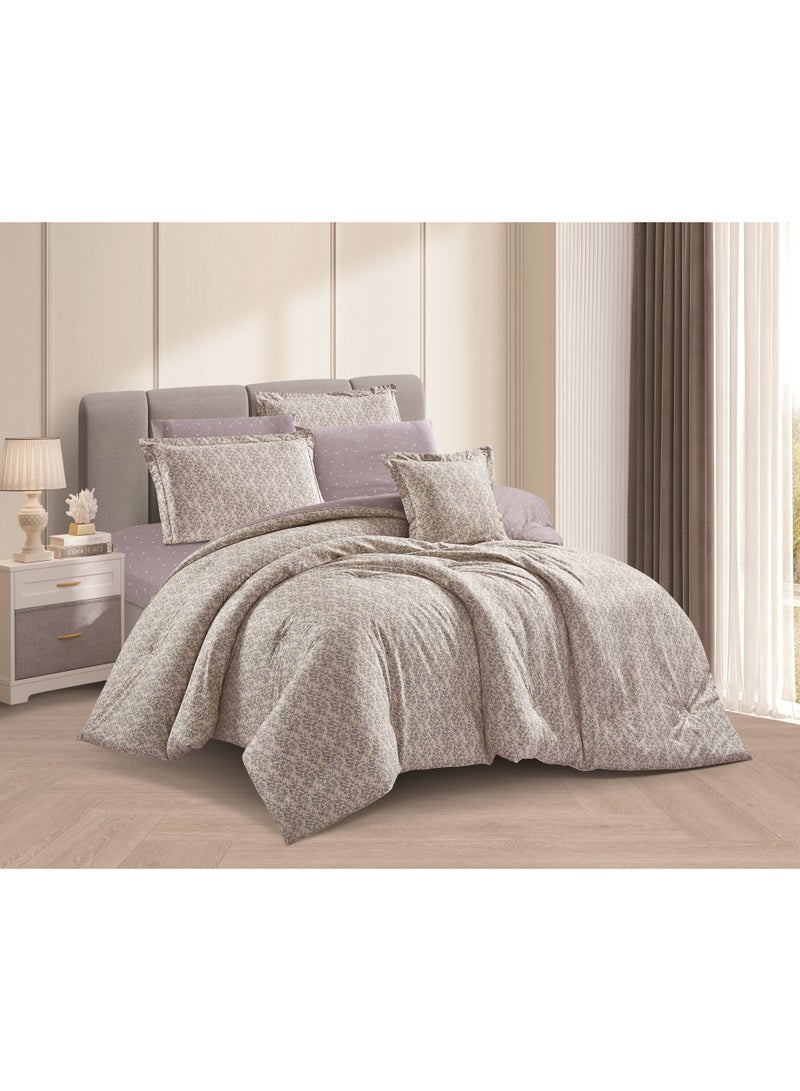 LEVORE 7-piece bedspread set, 100% soft cotton, floral pattern, double-sided, summer style, with filling and fasteners, suitable for King bed - Image 1