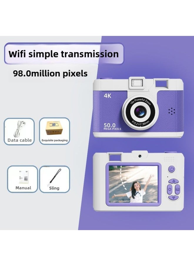 Generic Ccd Camera Hd Dual Camera Student Party Campus Version Photo Travel Digital Camera Birthday Gift-Body Color:M16 Purple Blue  2-year Warranty - Bare Camera  - Image 1
