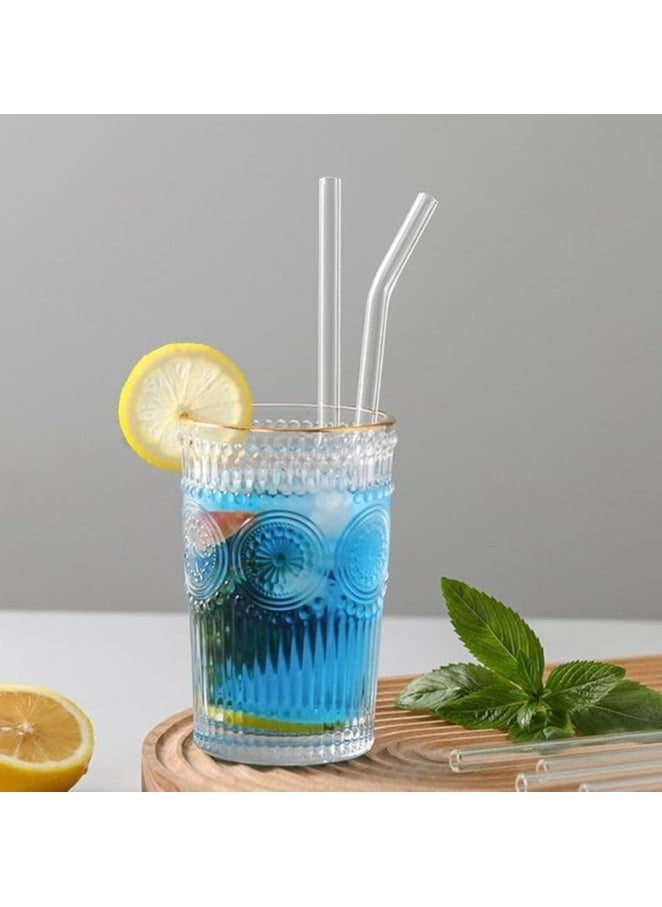 A set of juice straws. The set consists of 4 pieces made of glass only for drinking drinks, in addition to 1 brush for cleaning the straws after (the straws are transparent)