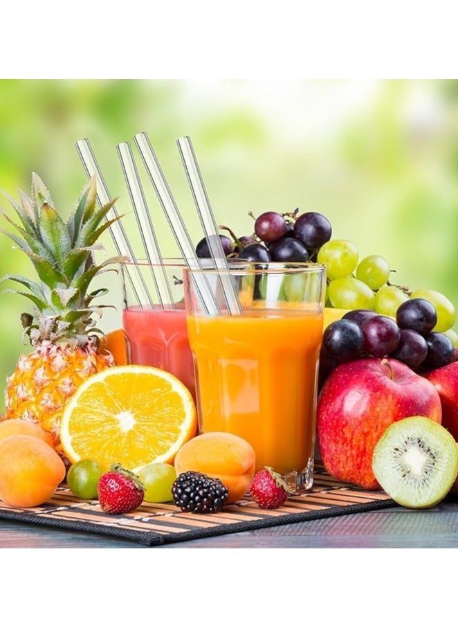 A set of juice straws. The set consists of 4 pieces made of glass only for drinking drinks, in addition to 1 brush for cleaning the straws after (the straws are transparent)