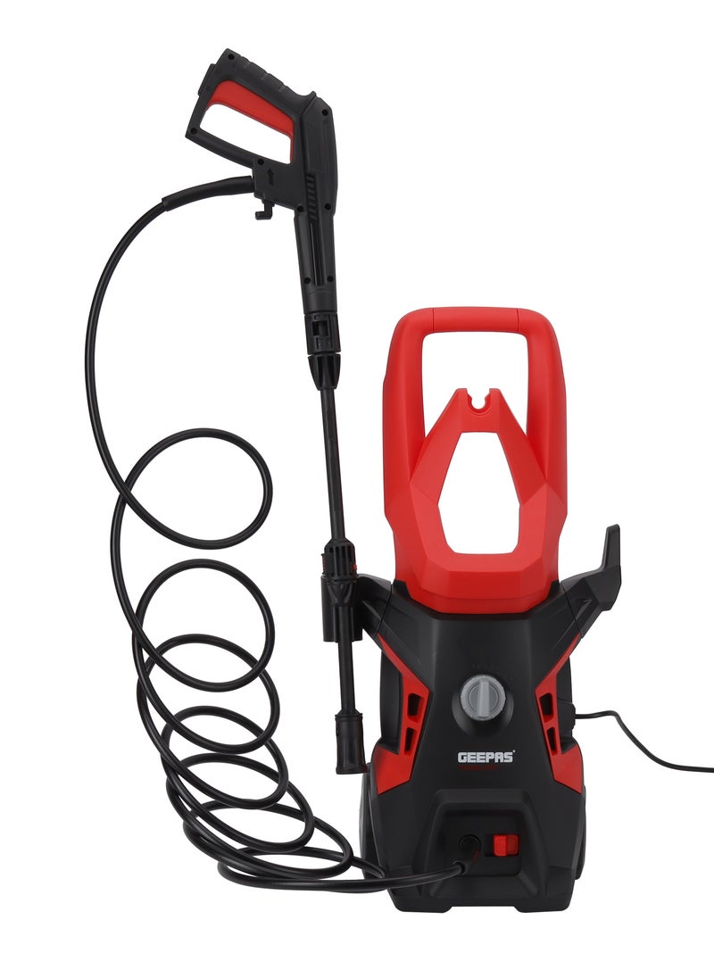 GEEPAS - Geepas High Pressure Washer 110 bar | Carbon Brush Motor, 1400 W, 7.0 L/min Maximum Flow| Includes Spray Gun with Adjustable Nozzle, 5 M Cord and Hose| Removing Dust Mud Dirt |GPW1411-240 - Image 1