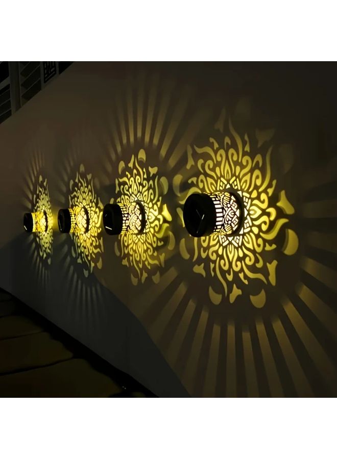 قطعتان من مصابيح الجدار الشمسية الخارجية مزودة بحساس حركة IP65 إضاءة مسارات LED باللون الأسود - Image 4