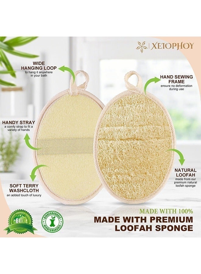 Natural Loofah Exfoliating Body Scrub (Set of 5), safe for children, made with eco-friendly, biodegradable bath loofahs, suitable for both men and women, in beige color. - Image 2