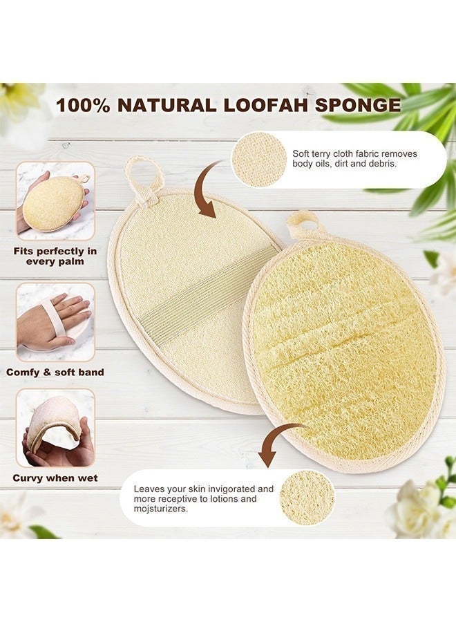 Natural Loofah Exfoliating Body Scrub (Set of 5), safe for children, made with eco-friendly, biodegradable bath loofahs, suitable for both men and women, in beige color. - Image 1