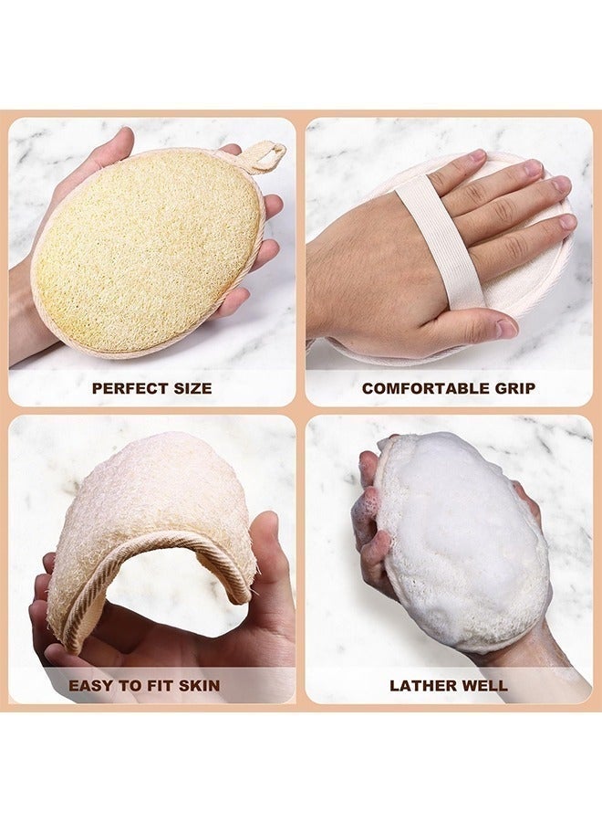 Natural Loofah Exfoliating Body Scrub (Set of 5), safe for children, made with eco-friendly, biodegradable bath loofahs, suitable for both men and women, in beige color. - Image 5