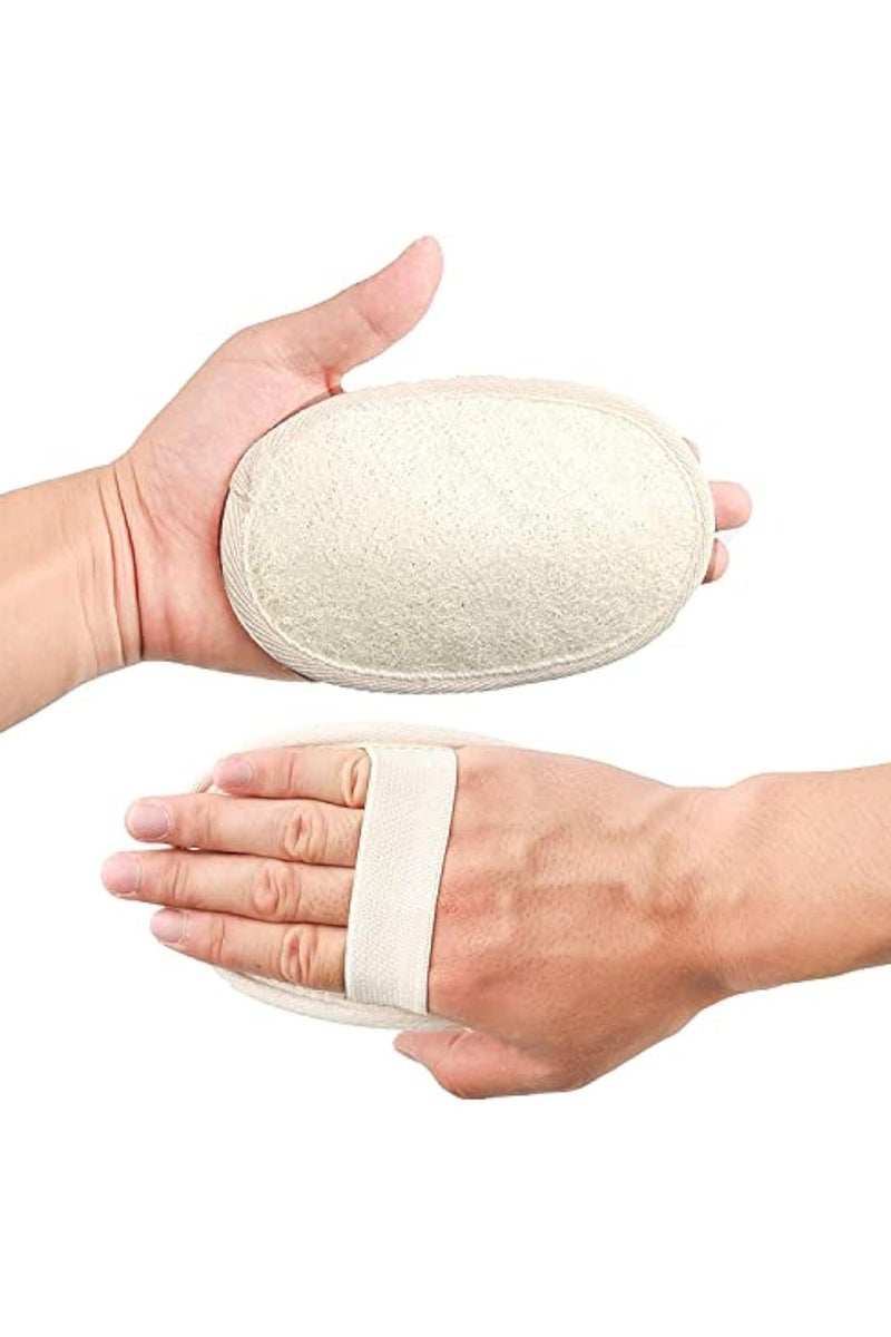 Natural Loofah Exfoliating Body Scrub (Set of 5), safe for children, made with eco-friendly, biodegradable bath loofahs, suitable for both men and women, in beige color. - Image 3