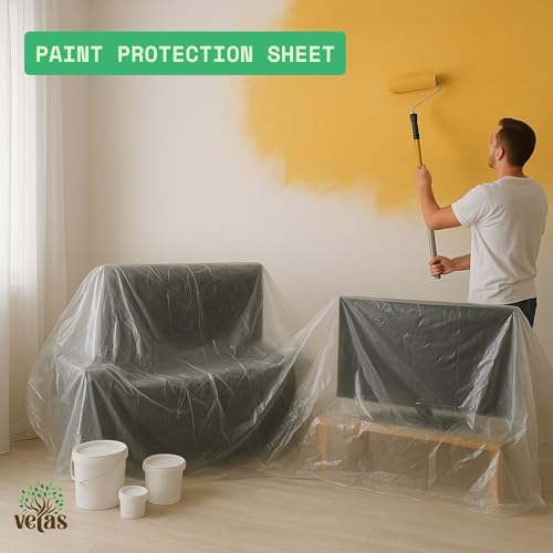 VETAS Multipurpose Polythene Dust Cover & Paint Protection Sheet 12x21 Ft | Waterproof Plastic Sheet for Furniture, AC, Fridge, Floor, Car, Bike, Plants & Outdoor Use - Image 4