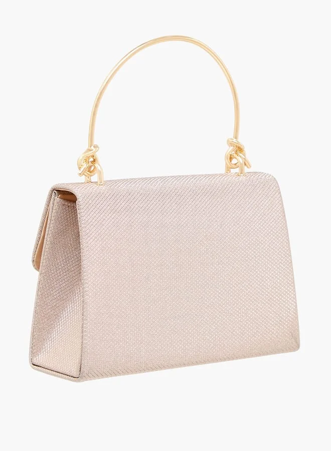 Flora Bella By Shoexpress Women's Textured Satchel Bag with Handle and Chain Strap