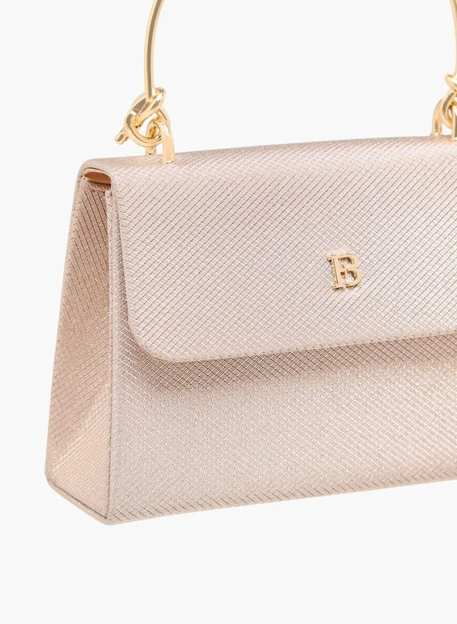 Flora Bella By Shoexpress Women's Textured Satchel Bag with Handle and Chain Strap