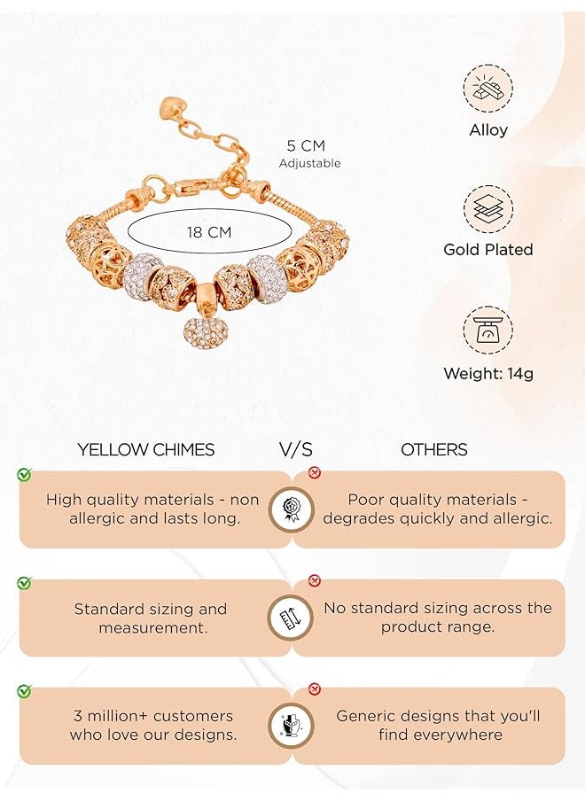 YELLOW CHIMES - Multicolor Triple Gold Silver Plated Alloy Charm Bracelet For Women And Girls - Image 1