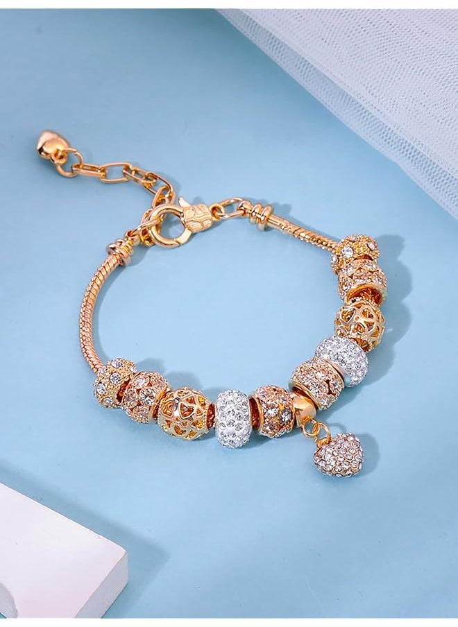 YELLOW CHIMES - Multicolor Triple Gold Silver Plated Alloy Charm Bracelet For Women And Girls - Image 1