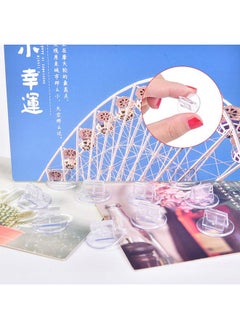 TBoxBo 100 Pieces Game Card Stands Paper Miniature Bases Translucent Props Paper Board Card Stands Business Card Holder Plastic Clip For Business Cards Price Tags Labels Menus  - Image 4