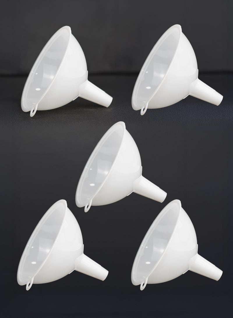 BarPros Premium 5-Piece White Plastic Funnel Set, 9.5cm Wide Mouth, Multi-Purpose for Kitchen, Lab, and Home Use, Durable & Stackable - Image 1
