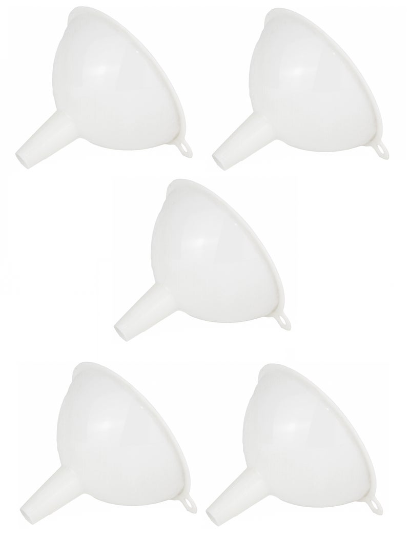 BarPros Premium 5-Piece White Plastic Funnel Set, 9.5cm Wide Mouth, Multi-Purpose for Kitchen, Lab, and Home Use, Durable & Stackable - Image 2