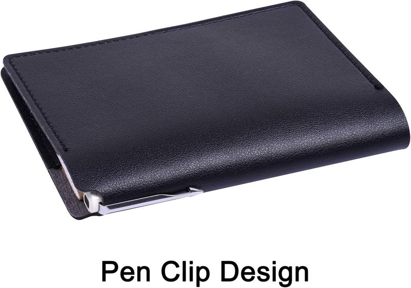 Wisdompro Journal Cover, 2 Pack PU Leather Notebook Cover for Field Notes, or other 3.5" x 5.5" Pocket Notebooks - Black - Image 4