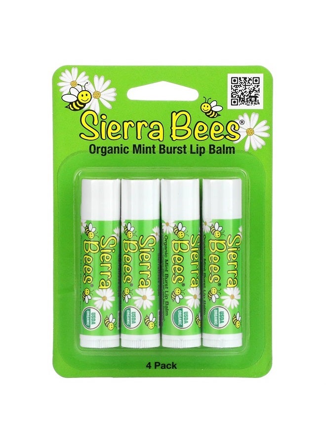 Sierra Bees Organic Lip Balms, Mint Burst, 4 Pack, 15 oz (4.25 g) Each, Sierra Bees - Image 2