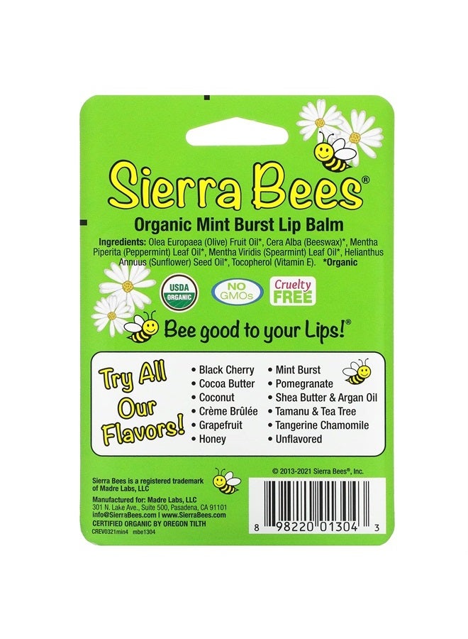 Sierra Bees Organic Lip Balms, Mint Burst, 4 Pack, 15 oz (4.25 g) Each, Sierra Bees - Image 3
