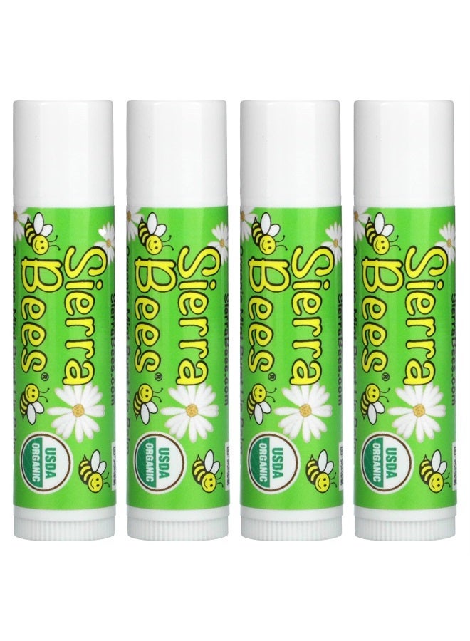 Sierra Bees Organic Lip Balms, Mint Burst, 4 Pack, 15 oz (4.25 g) Each, Sierra Bees - Image 1