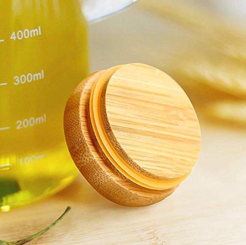Big cart Borosilicate Oil Dispenser Stoppers Bottle with Handle and Air Tight Wooden Lid 900 ML Pack of 1 - Image 5