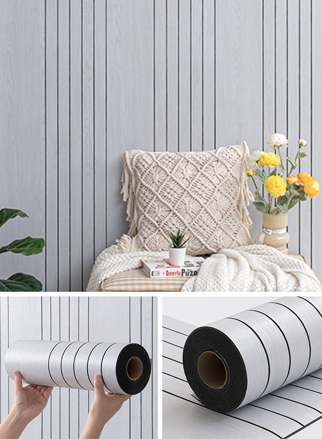 نوايوو ألواح جدارية ثلاثية الأبعاد سميكة بنقشة حبيبات الخشب - 300 سم × 40 سم، ألواح جدارية ذاتية اللصق من مادة PVC عازلة للصوت، ورق جدران سهل اللصق والإزالة لتزيين المنزل، غرفة المعيشة، غرفة النوم (81117-2-BK) - Image 1