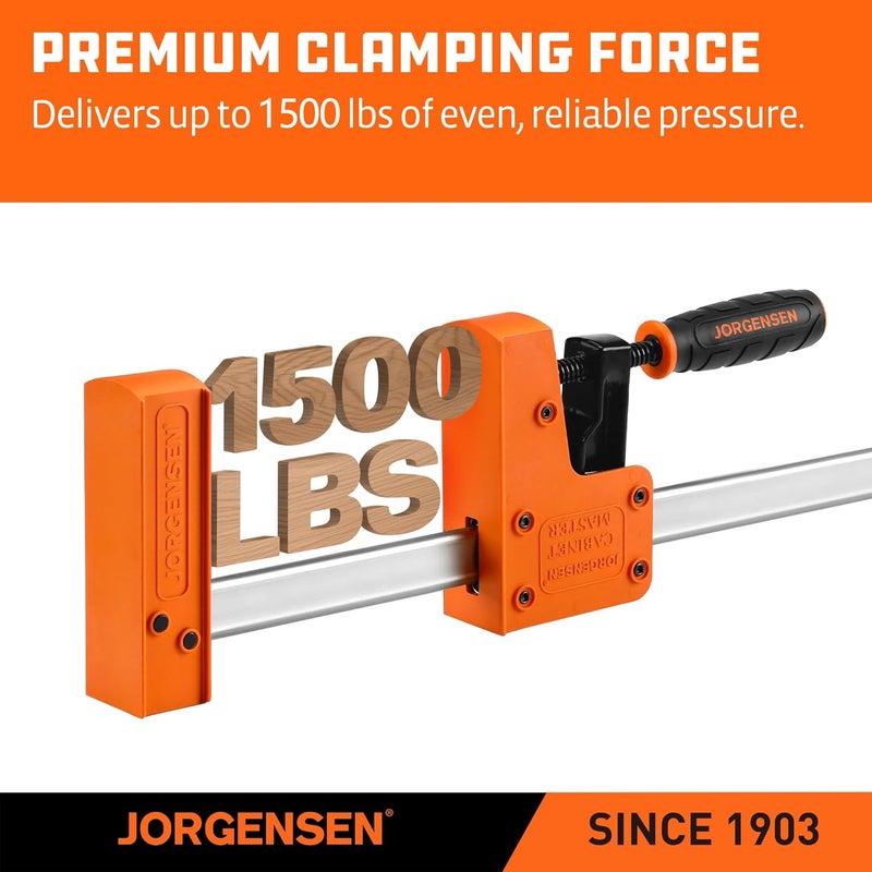 Jorgensen 36-inch Bar Clamps, 90°Cabinet Master Parallel Jaw Bar Clamp Set, 2-pack - Image 3