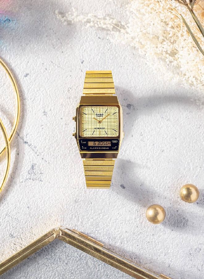 CASIO Analog Vintage A1000 Series Wrist Watch AQ-800EG-9A Gold - Image 3