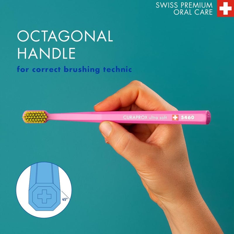 CURAPROX 4 x CS 5460 Ultra Soft Adult Manual Toothbrush with 5460 Ultra Soft CUREN Bristles - 4 Pieces, Random Color - Image 5