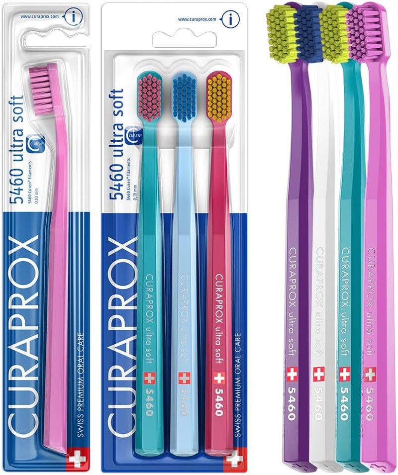 CURAPROX 4 x CS 5460 Ultra Soft Adult Manual Toothbrush with 5460 Ultra Soft CUREN Bristles - 4 Pieces, Random Color - Image 1