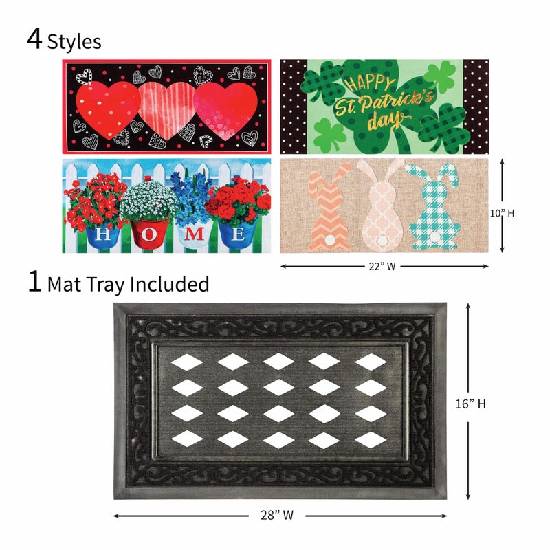Evergreen Flag Evergreen Sassafras Spring Holiday Doormat Insert Bundle & Tray Set of 5, Interchangeable Entrance Door mats Indoor and Outdoor Welcome Mat 30 x 18 Tray Non Slip Backing Low Profile - Image 3