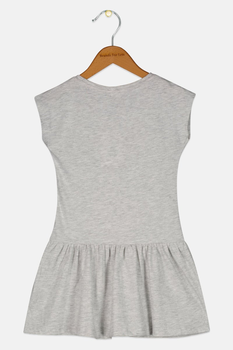 Peppa Pig Kids Girl Cap Sleeves Graphic Dress, Light Grey/Pink - Image 2