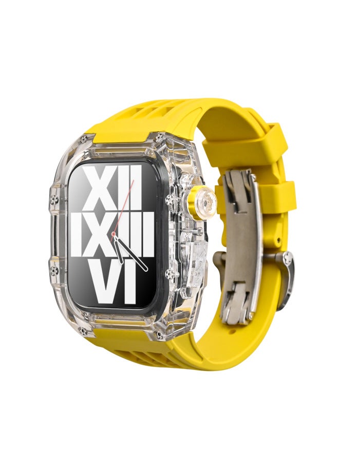 Suitable For Apple Watch With Modified Case Iwatch7/8 Transparent Case Fluorine Rubber With Butterfly Buckle 44/45mm - Image 1