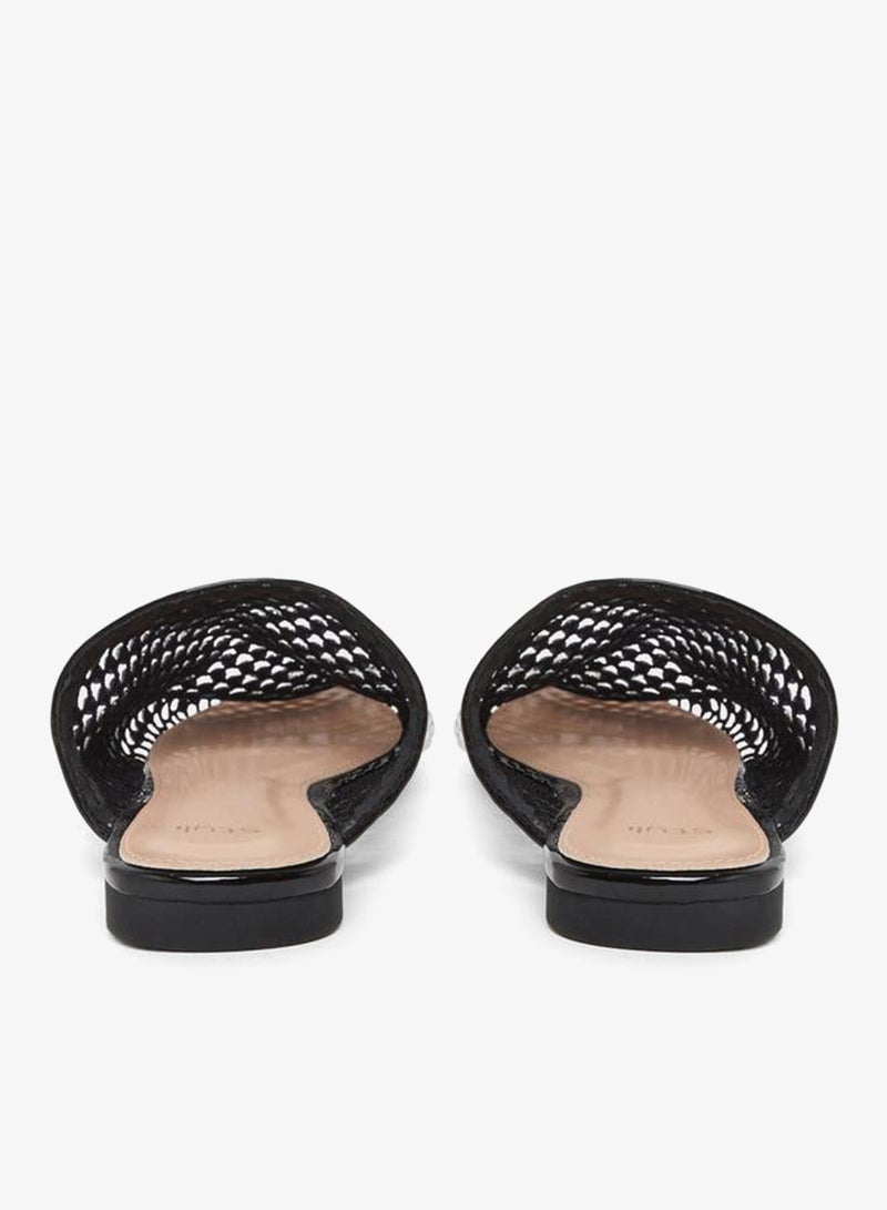 Styli Black Embellished Pointed Toe Mules - Image 4