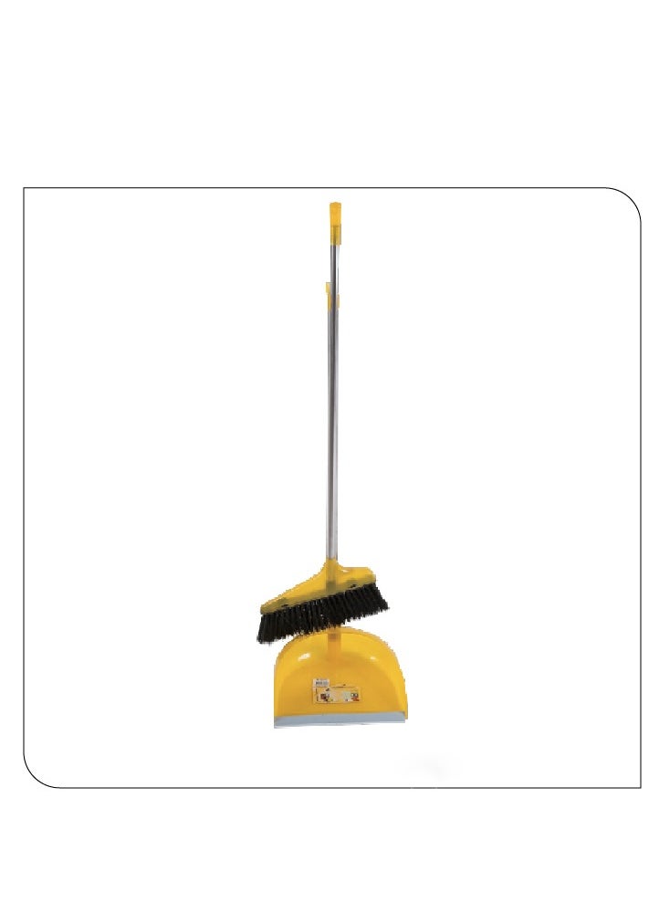 CLASSYTOUCH - Durable Soft Tipped Bristles Design Gripped Long Handle Hanging Loop Cleaning Brush With Dustpan And Hand Broom - Image 1