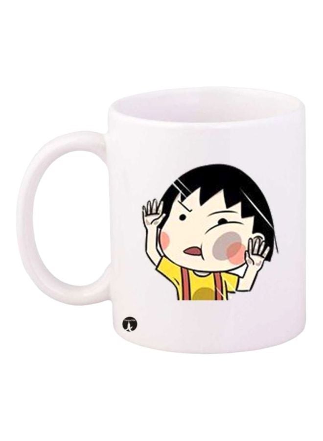 RYN Anime Chibi Maruko Chan Printed Mug White/Beige/Yellow