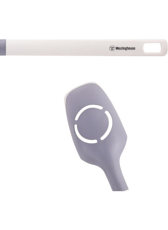 Westinghouse USA Silicone/PBT Slotted Spoon | Heat-Resistant Straining Spoon for Pasta, Vegetables & Cooking | Non-Slip Handle | Safe for Non-Stick Cookware | Dishwasher Safe - Image 2